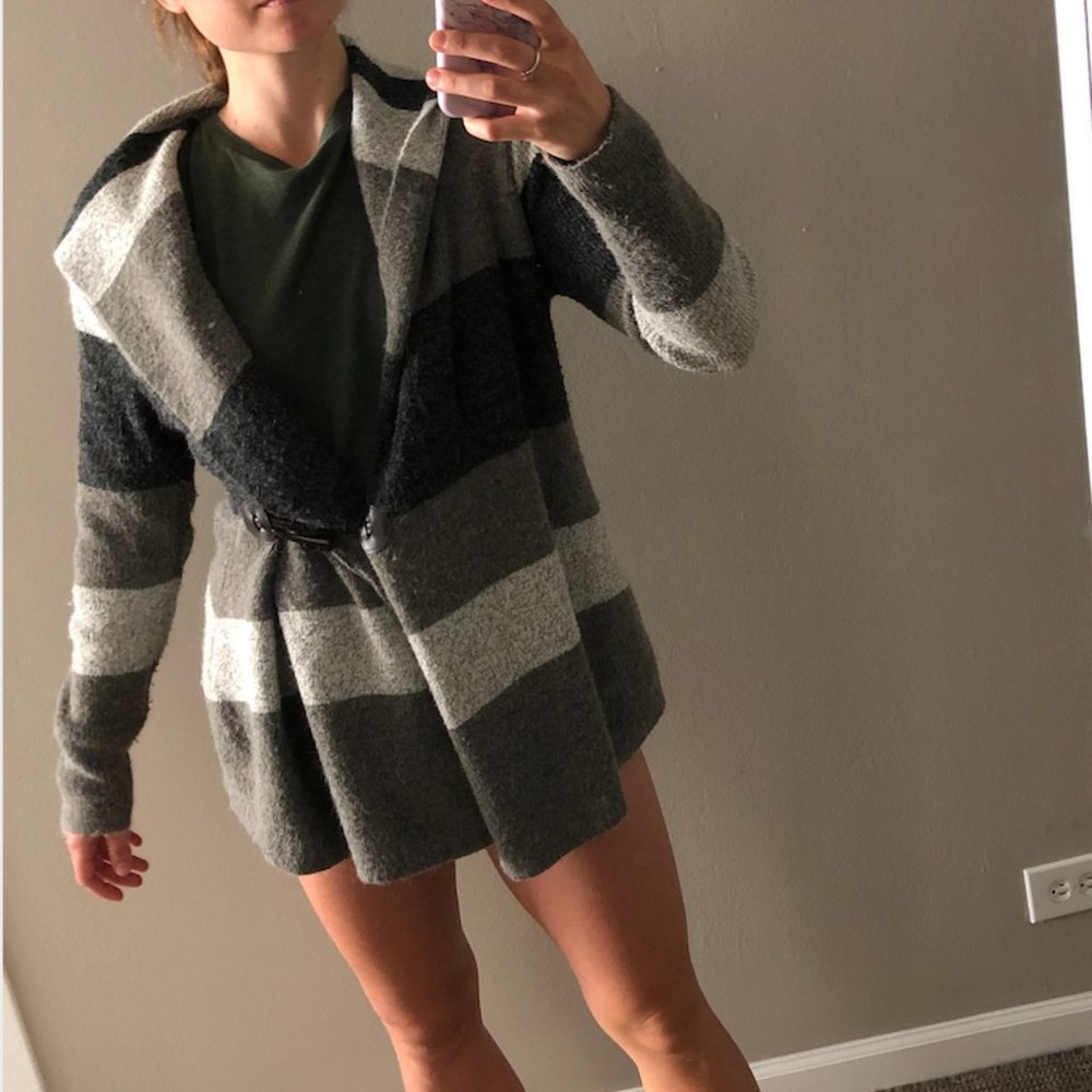 Black, Grey, and White Comfy Cardigan